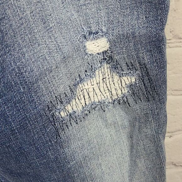 Isabel Maternity Over Belly Skinny Raw Hem Distressed Maternity Blue Ankle Jeans - Picture 5 of 11